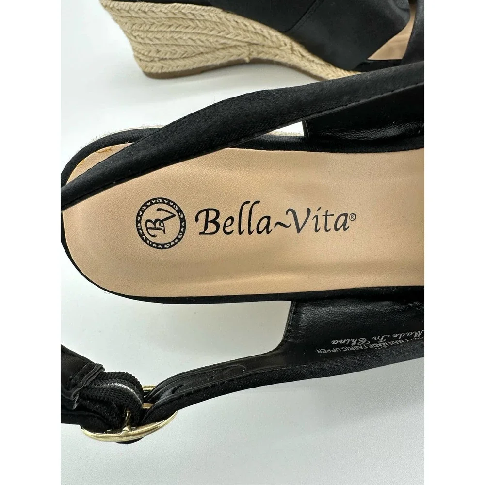 Bella Vita Kimora‎ Wedge Sandals Women Size 7.5 M, Black NWOT